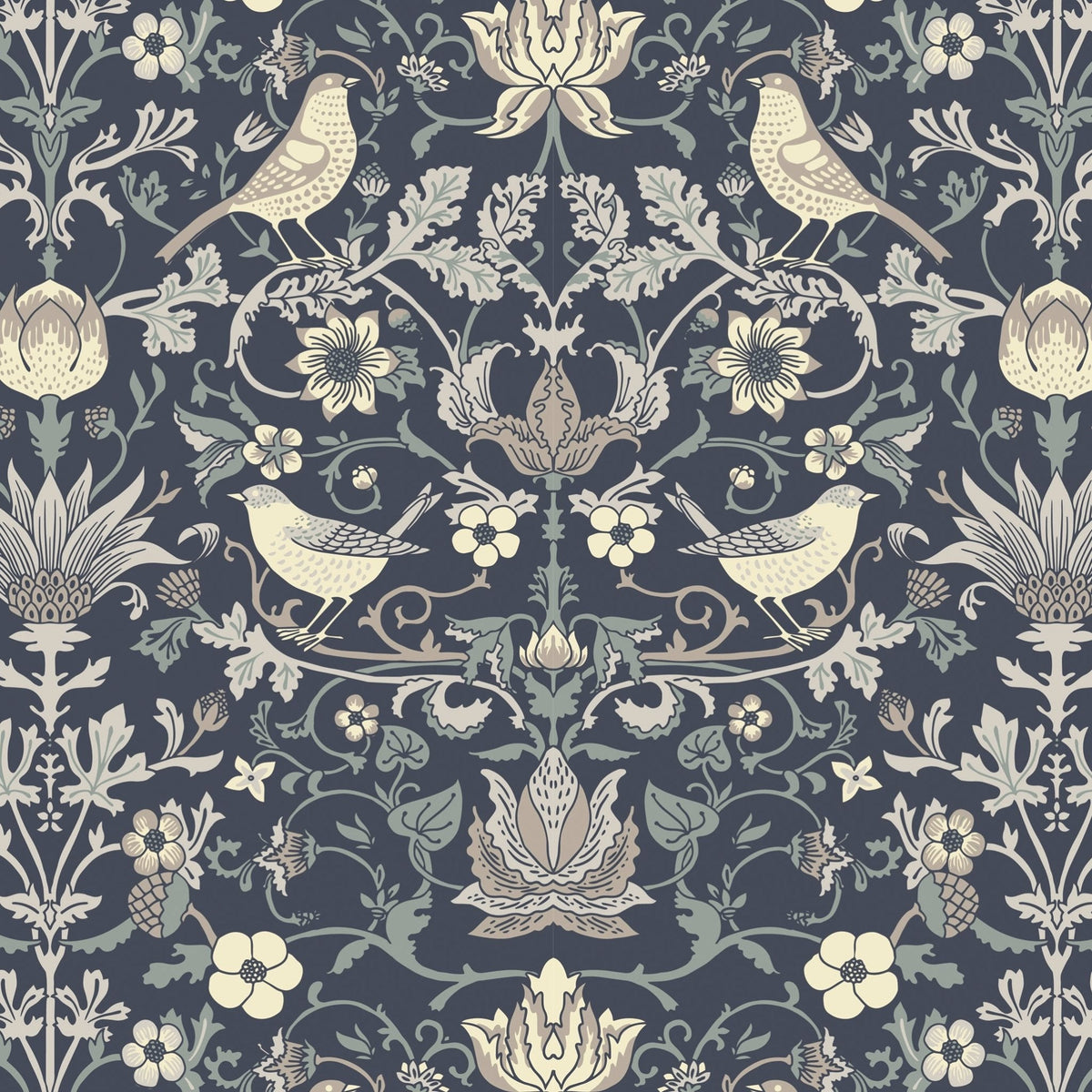 North and Finch Millie in Cornflower wallpaper featuring a vibrant blue floral design on a textured background.