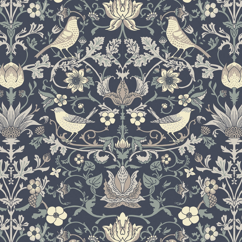 North and Finch Millie in Cornflower wallpaper featuring a vibrant blue floral design on a textured background.