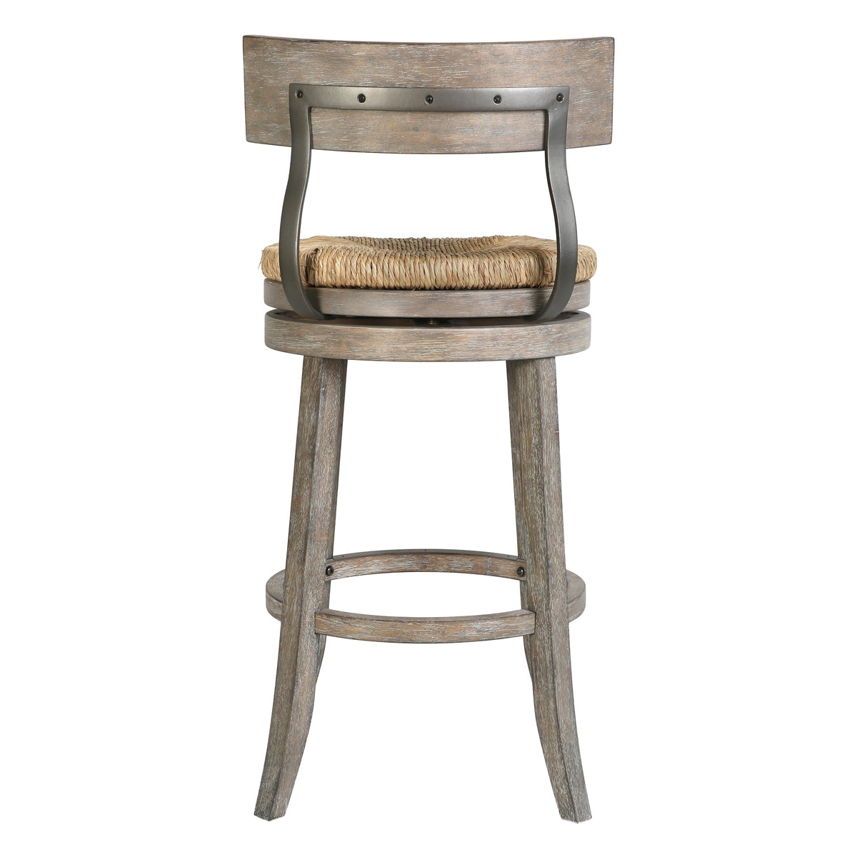 Carolina Barstool Eden with gray seagrass seat and wooden back, showcasing modern furniture design.