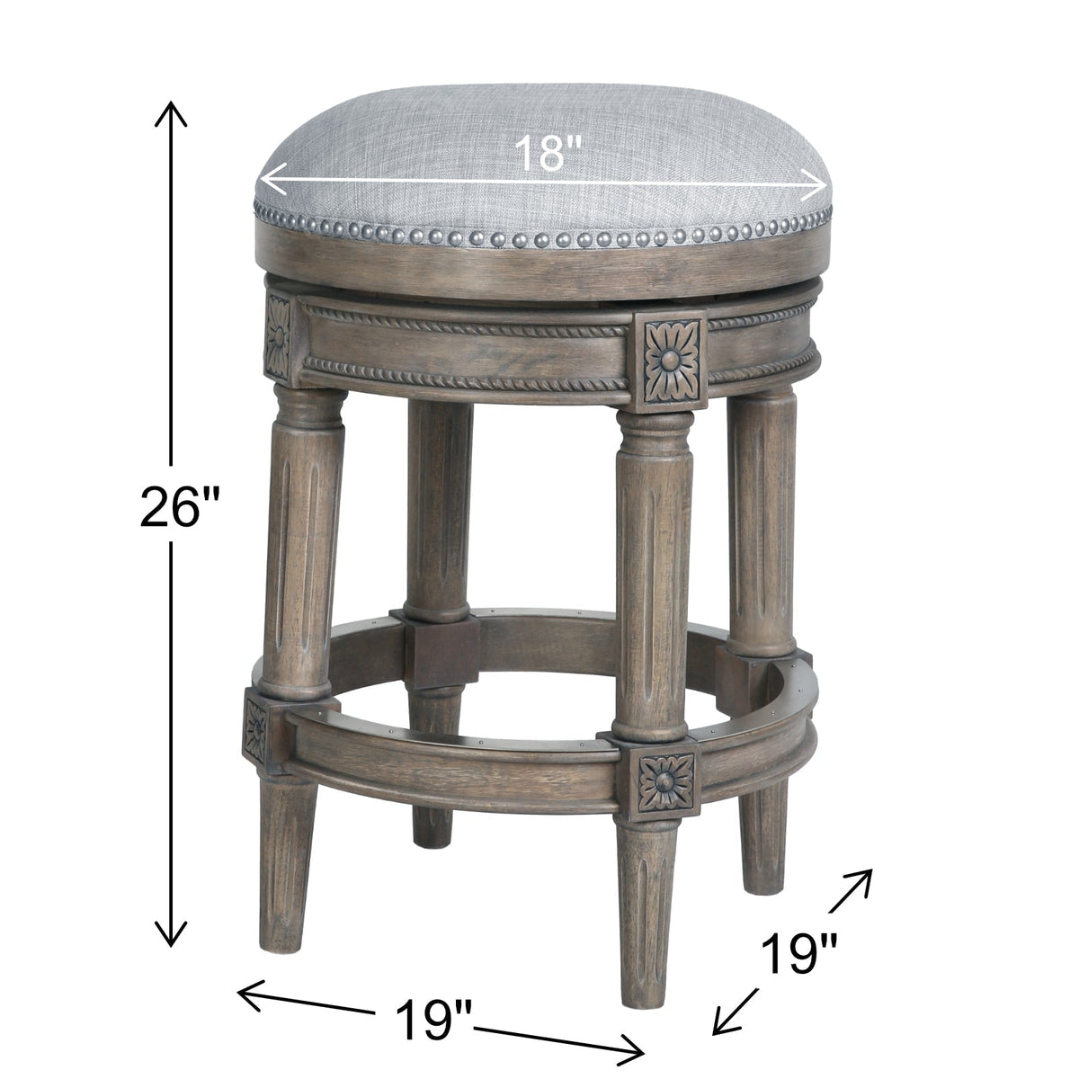Backless Charlotte Grey Barstool by Carolina Barstool, featuring a sleek modern design and sturdy wooden legs.