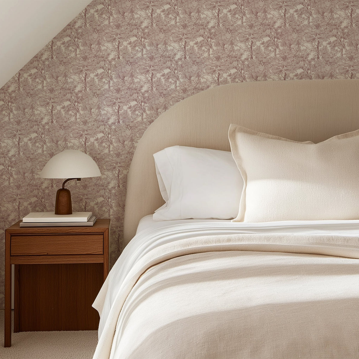 North and Finch Richmond in Fig wallpaper with intricate floral and geometric patterns in rich fig tones.