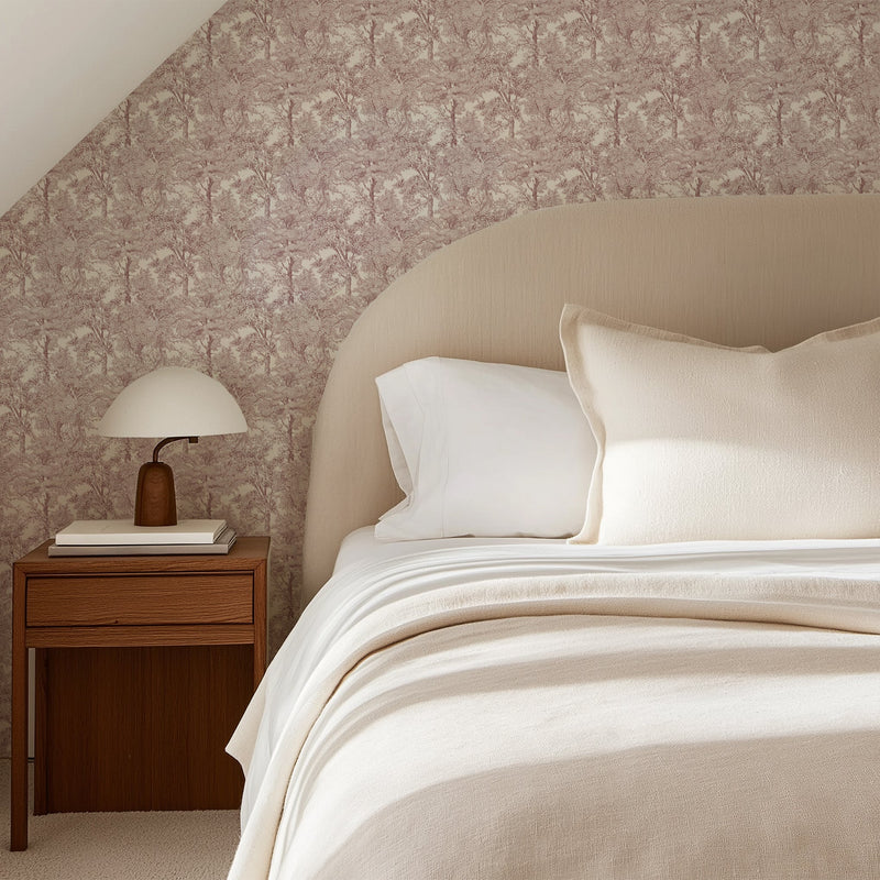 North and Finch Richmond in Fig wallpaper with intricate floral and geometric patterns in rich fig tones.