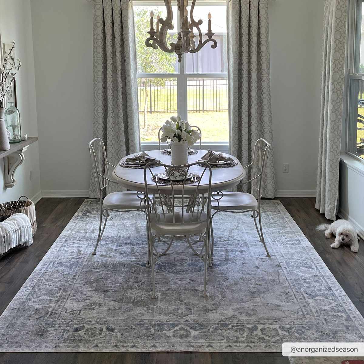 Blue washable rug from Rudoblu Boutique Rugs, featuring a soft, textured fabric with an organized seasonal design.