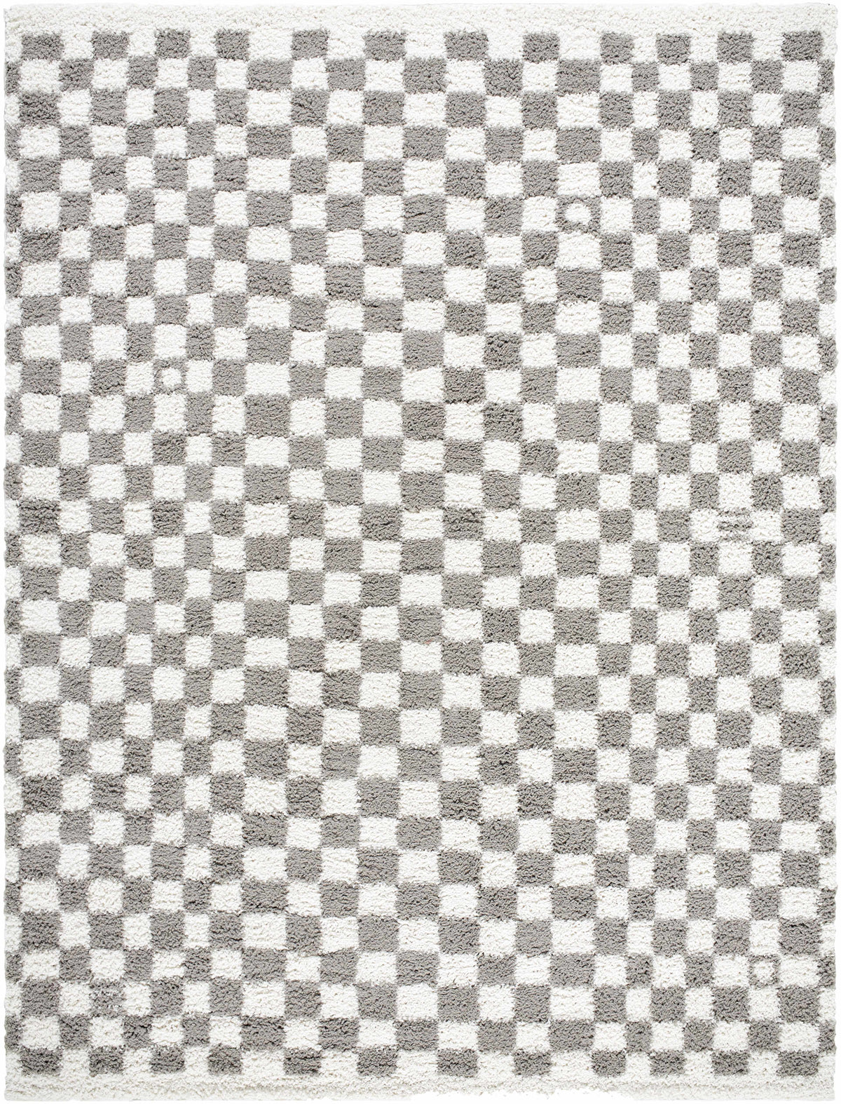 Taupe checkered plush rug from Boutique Rugs, featuring soft textured fabric and a stylish pattern for cozy home decor.