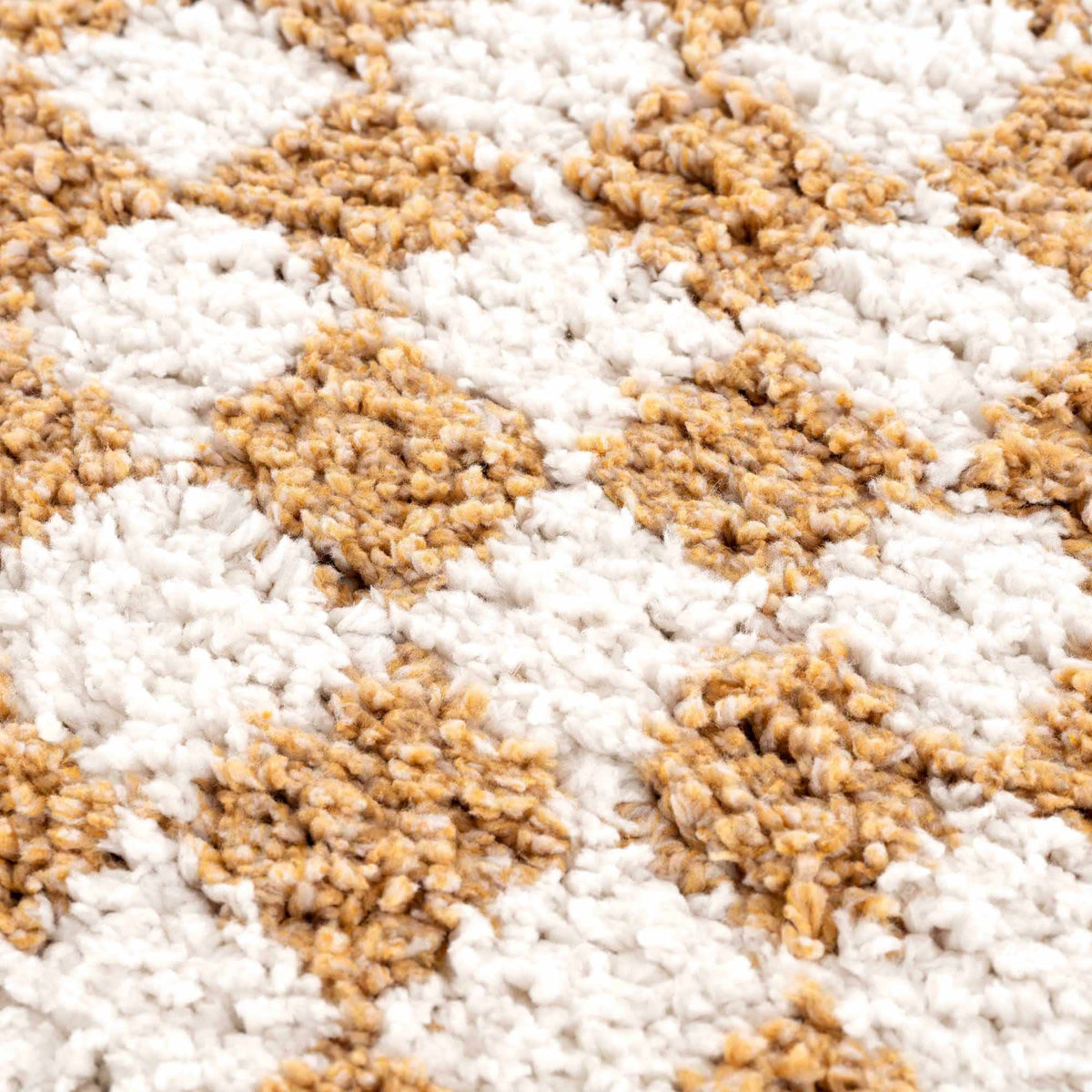 Kieu mustard and ivory checkered area rug from Boutique Rugs, textured fabric with a stylish checkered pattern.