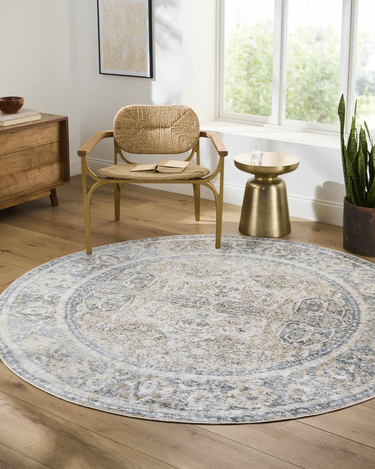 A washable Boutique Rugs Arias Boutique rug in a cozy living room setting, featuring a soft, patterned design and neutral tones.