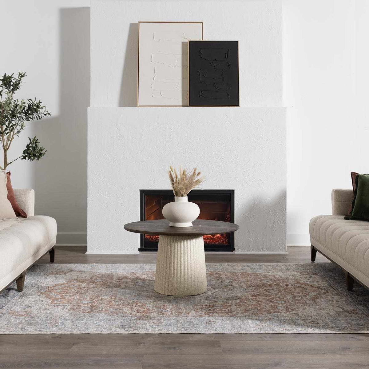 Boutique Rugs Emke flat pile washable rug in a cozy room setting featuring soft, durable design and neutral tones.