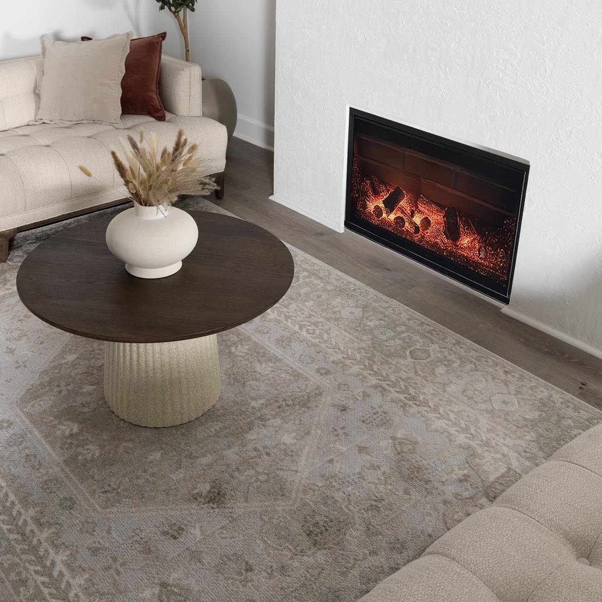 Warm beige washable rug from Gael Boutique Rugs in a cozy living room setting, showcasing soft texture and stylish design.
