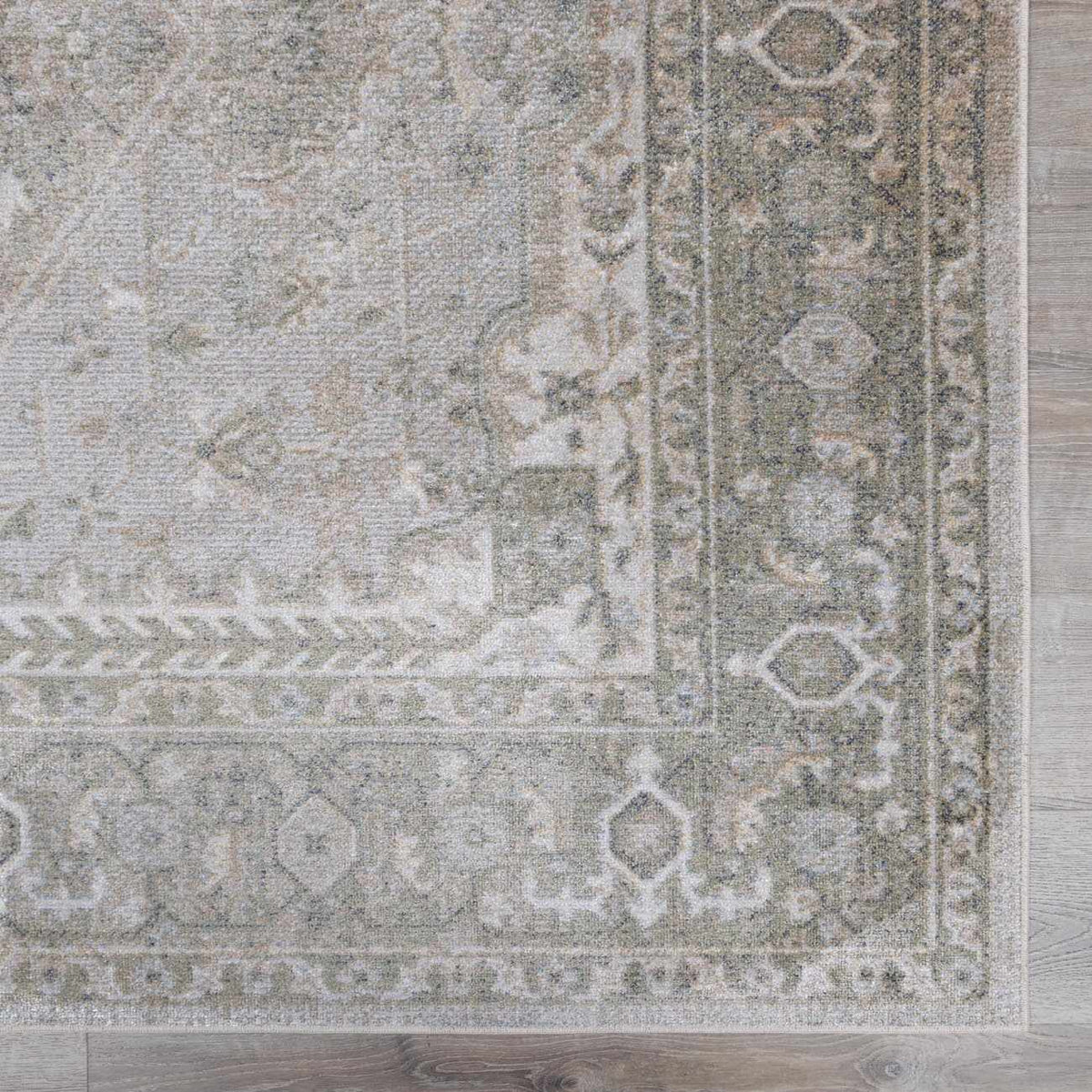 Swatch of Gael Boutique Washable Rug by Boutique Rugs, showcasing a soft, textured rug sample with neutral tones and intricate pattern.
