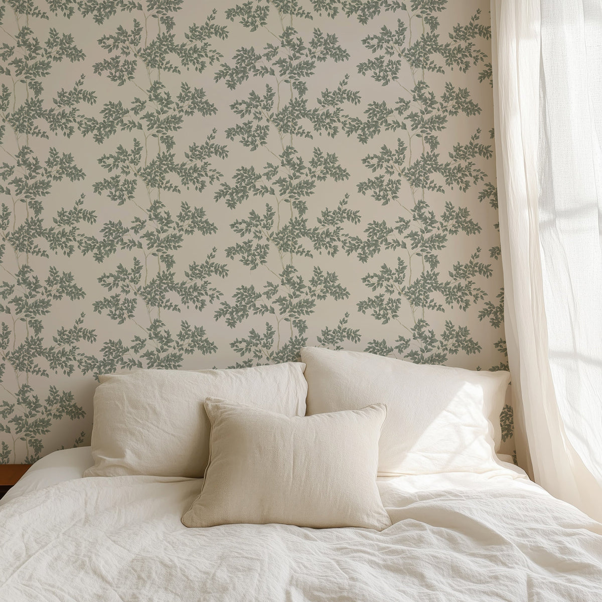 Green wallpaper featuring the Silas pattern by North and Finch, showcasing a stylish, modern design with intricate details.