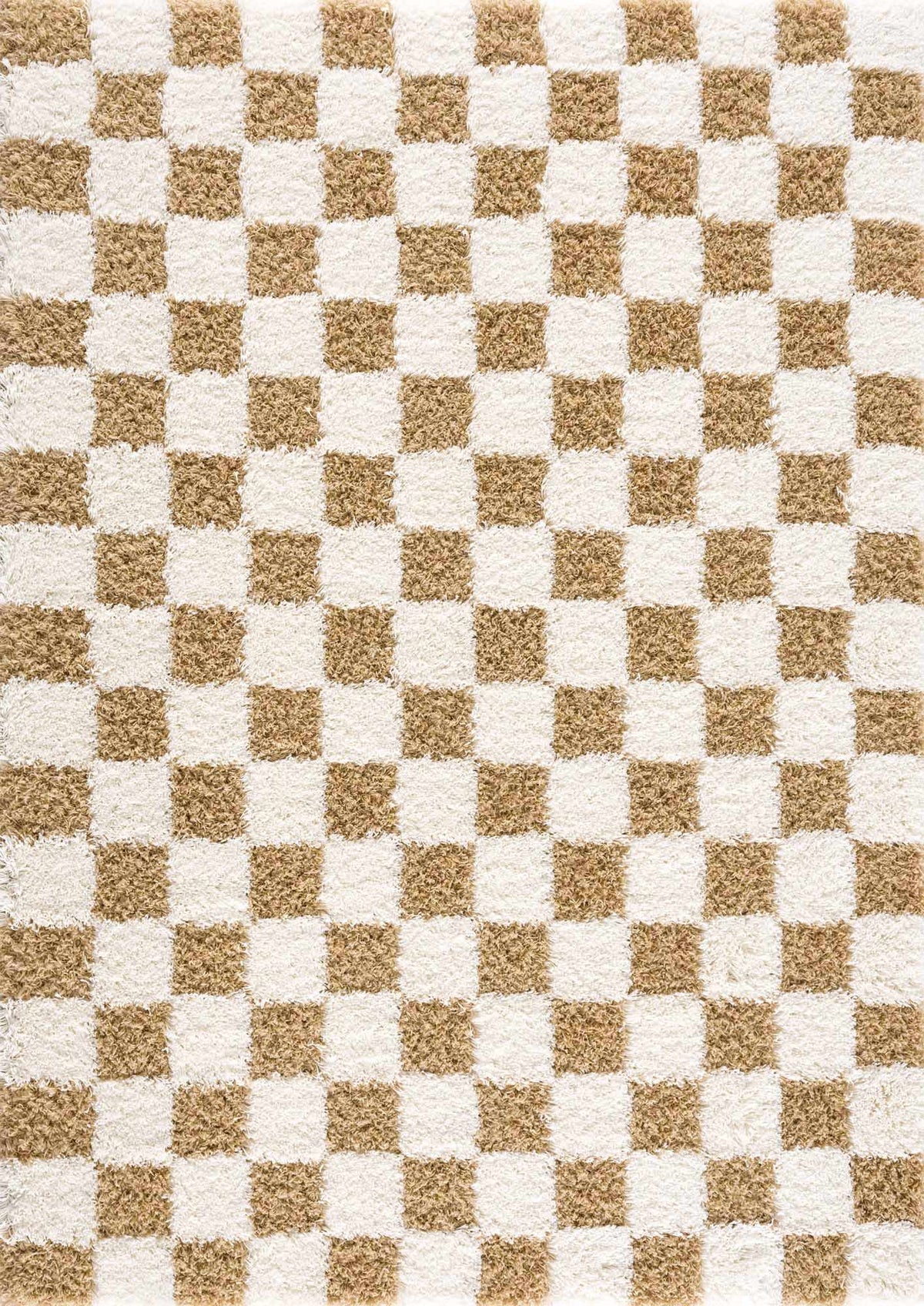 Mustard checkered area rug from Boutique Rugs featuring a stylish, geometric pattern in a cozy, contemporary design.