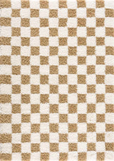 Mustard checkered area rug from Boutique Rugs featuring a stylish, geometric pattern in a cozy, contemporary design.