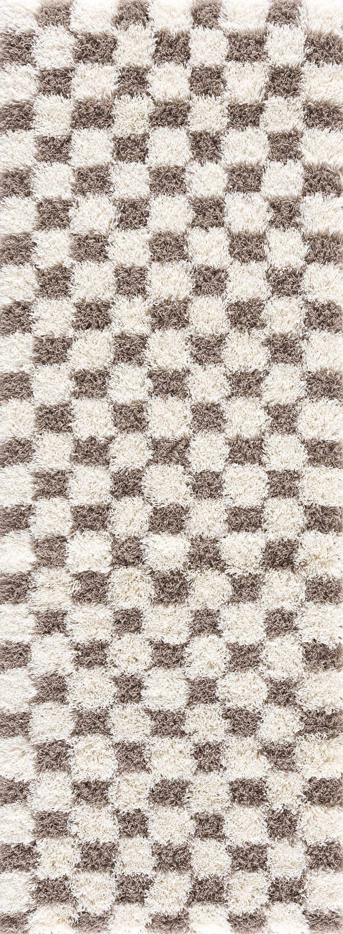 Atira brown checkered area rug from Boutique Rugs featuring a stylish checkered pattern in warm brown tones on a neutral background