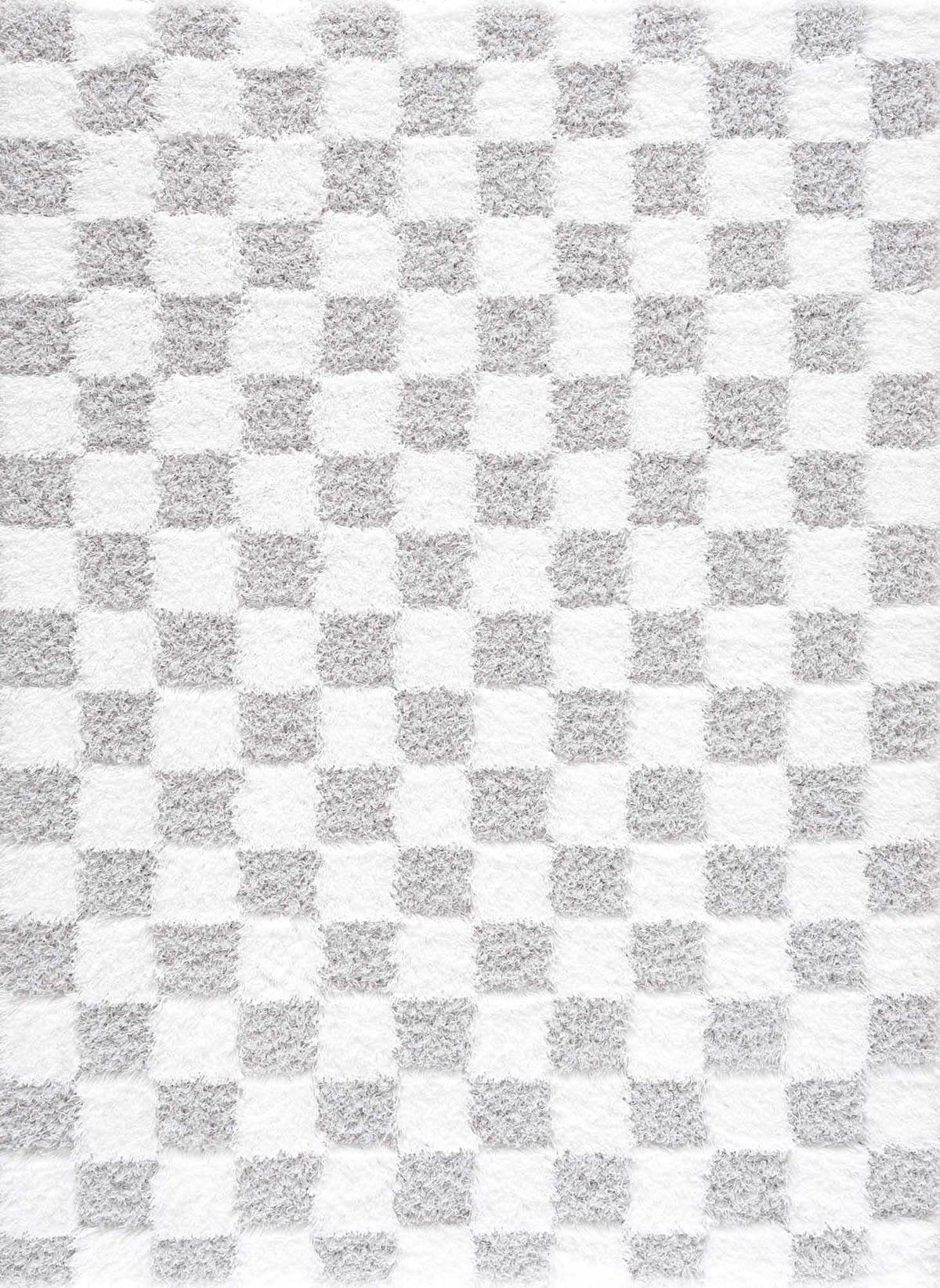 Gray checkered area rug by Boutique Rugs, stylish and soft with a modern design, perfect for contemporary living spaces.