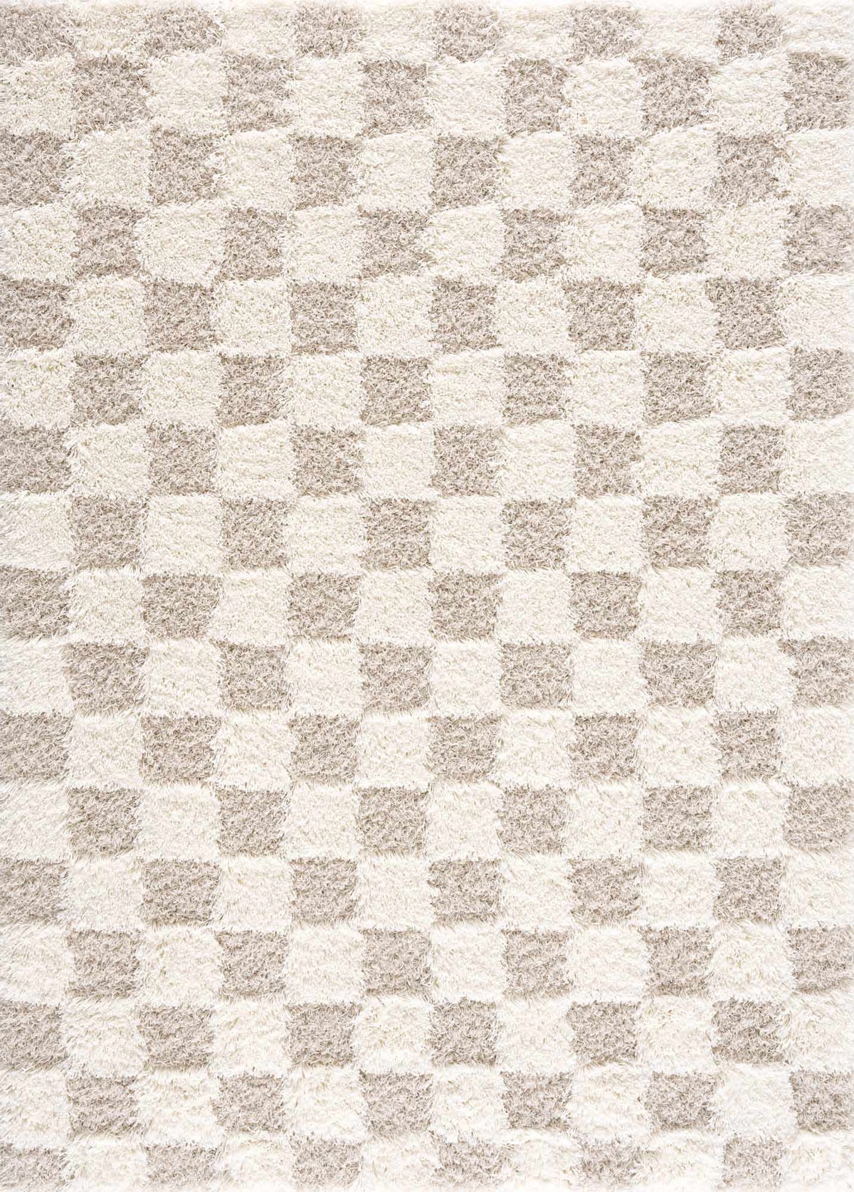Light brown checkered area rug by Boutique Rugs, featuring a stylish geometric pattern, perfect for modern living spaces.