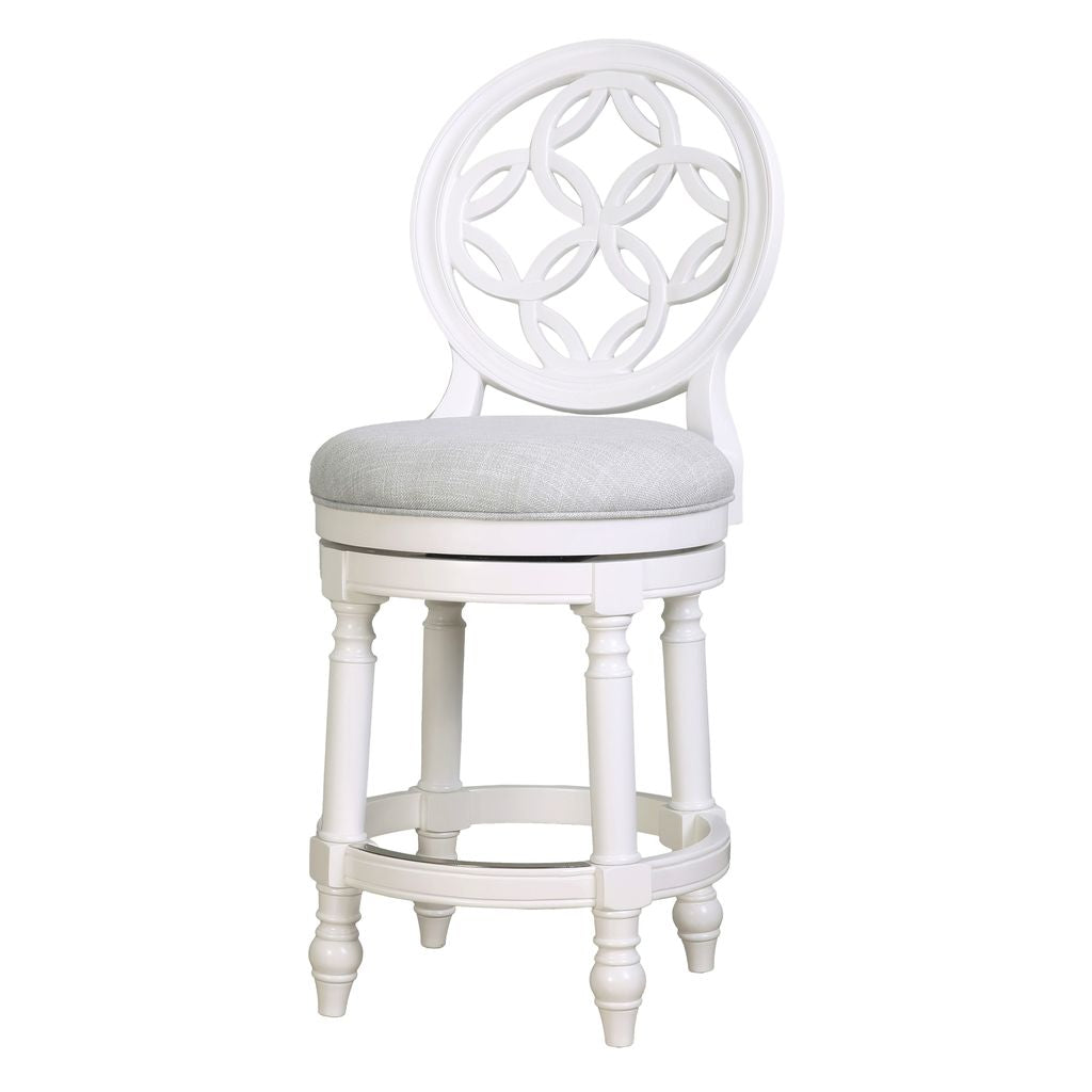 White Gastonia swivel stool by Carolina Barstool, featuring a modern design with a cushioned seat and sturdy base.