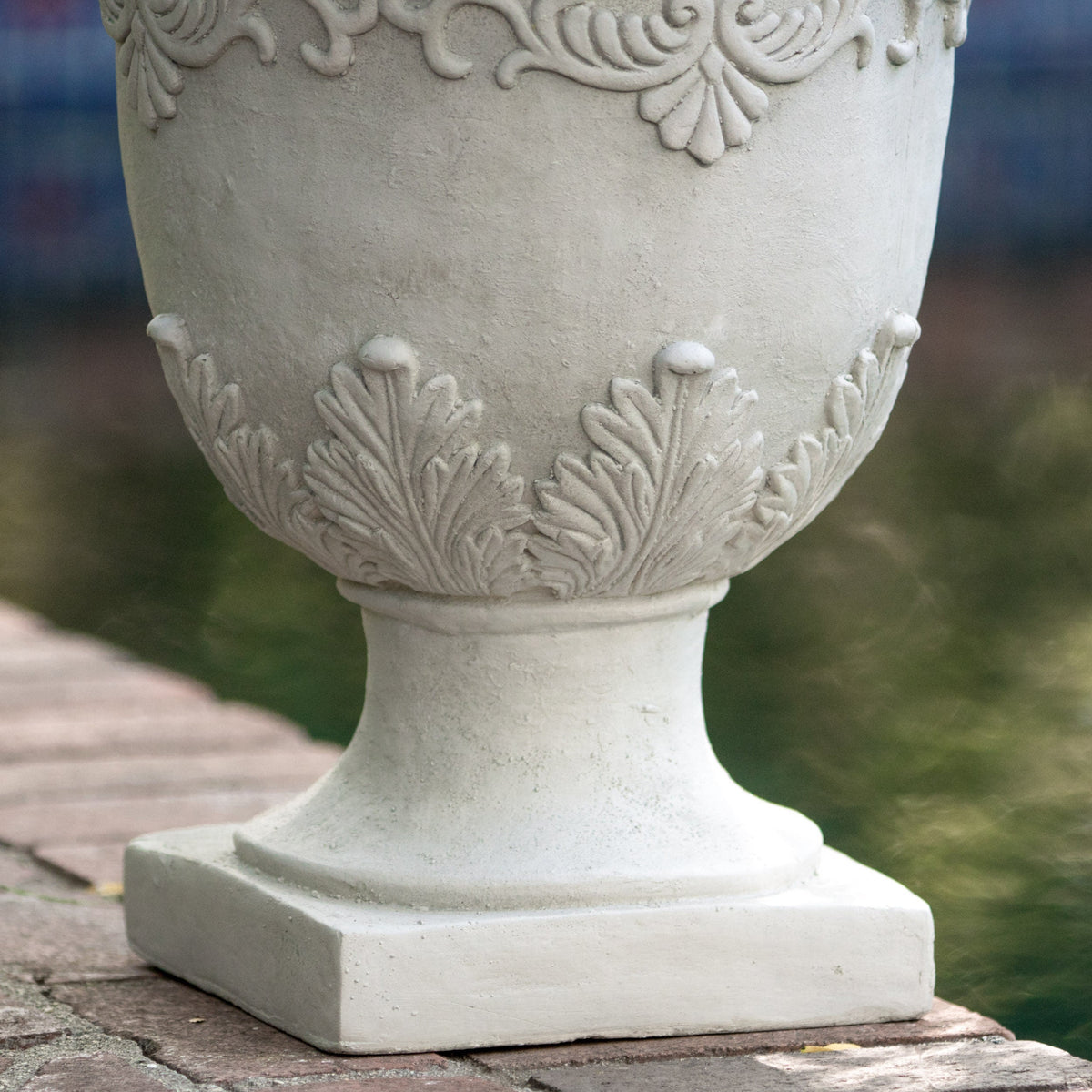 Antique white Moroccan urn planter made of durable magnesium oxide, decorative outdoor garden vessel by HouseOfZazla
