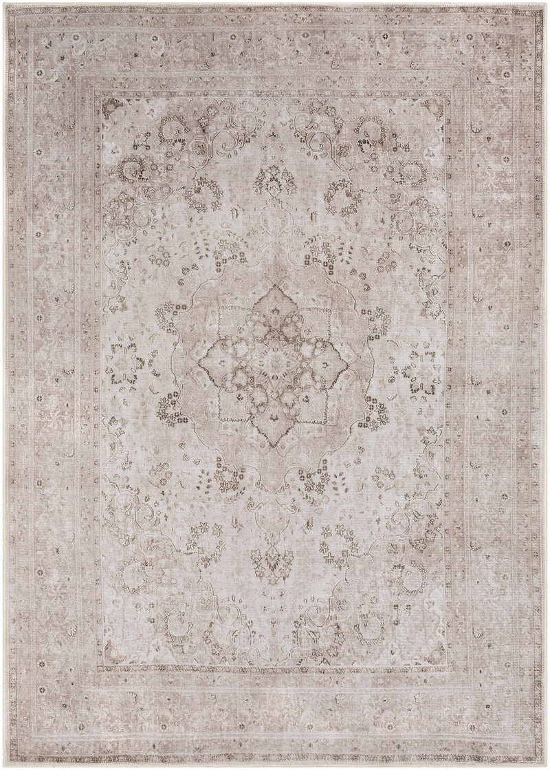 Vintage flat pile washable rug by Boutique Rugs, featuring a classic design with soft, durable fibers in neutral tones.