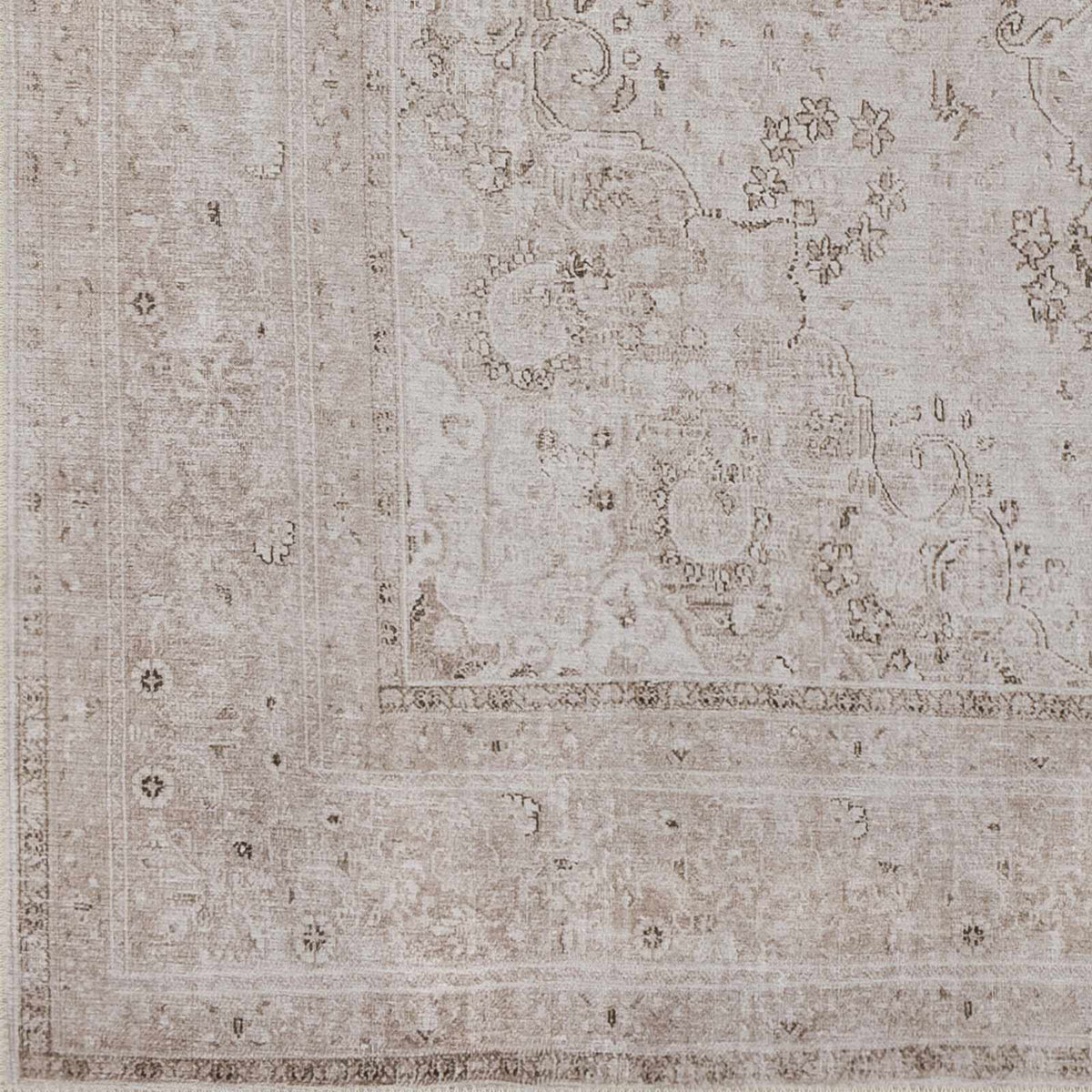 Swatch of Bethany Vintage Flat Pile Washable Rug by Boutique Rugs showing a soft, textured fabric in neutral tones.