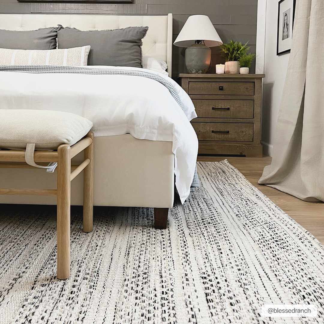 Hauteloom Williford wool area rug with a textured pattern, featuring neutral tones and soft, plush pile for cozy living spaces.