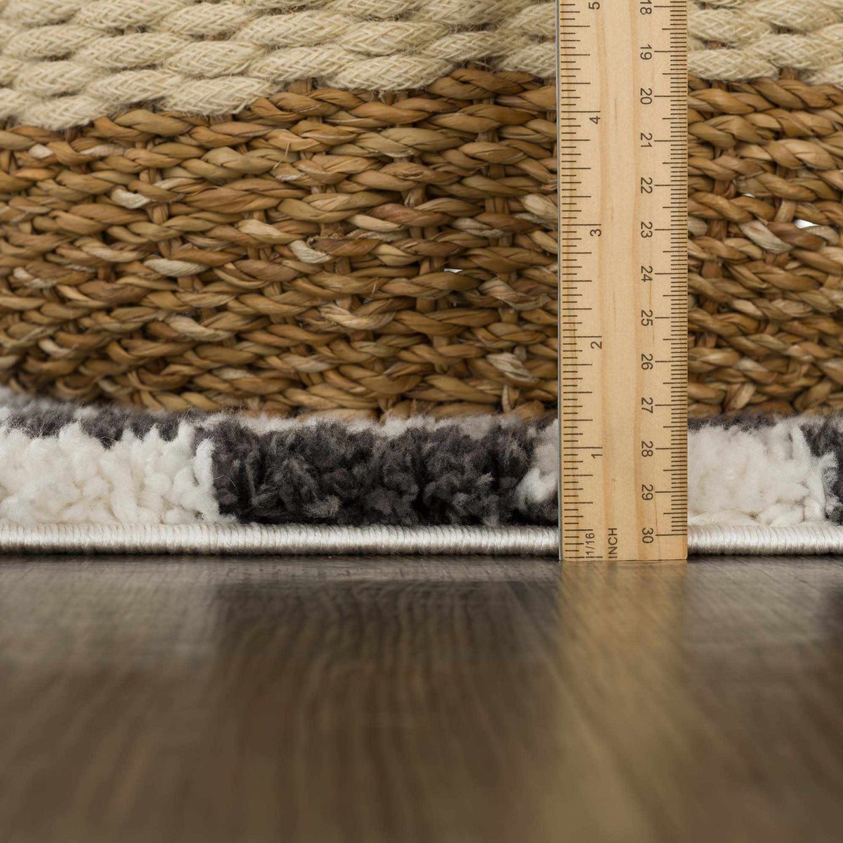 Black and white checkered shag rug by Boutique Rugs, featuring a plush pile and modern geometric pattern.