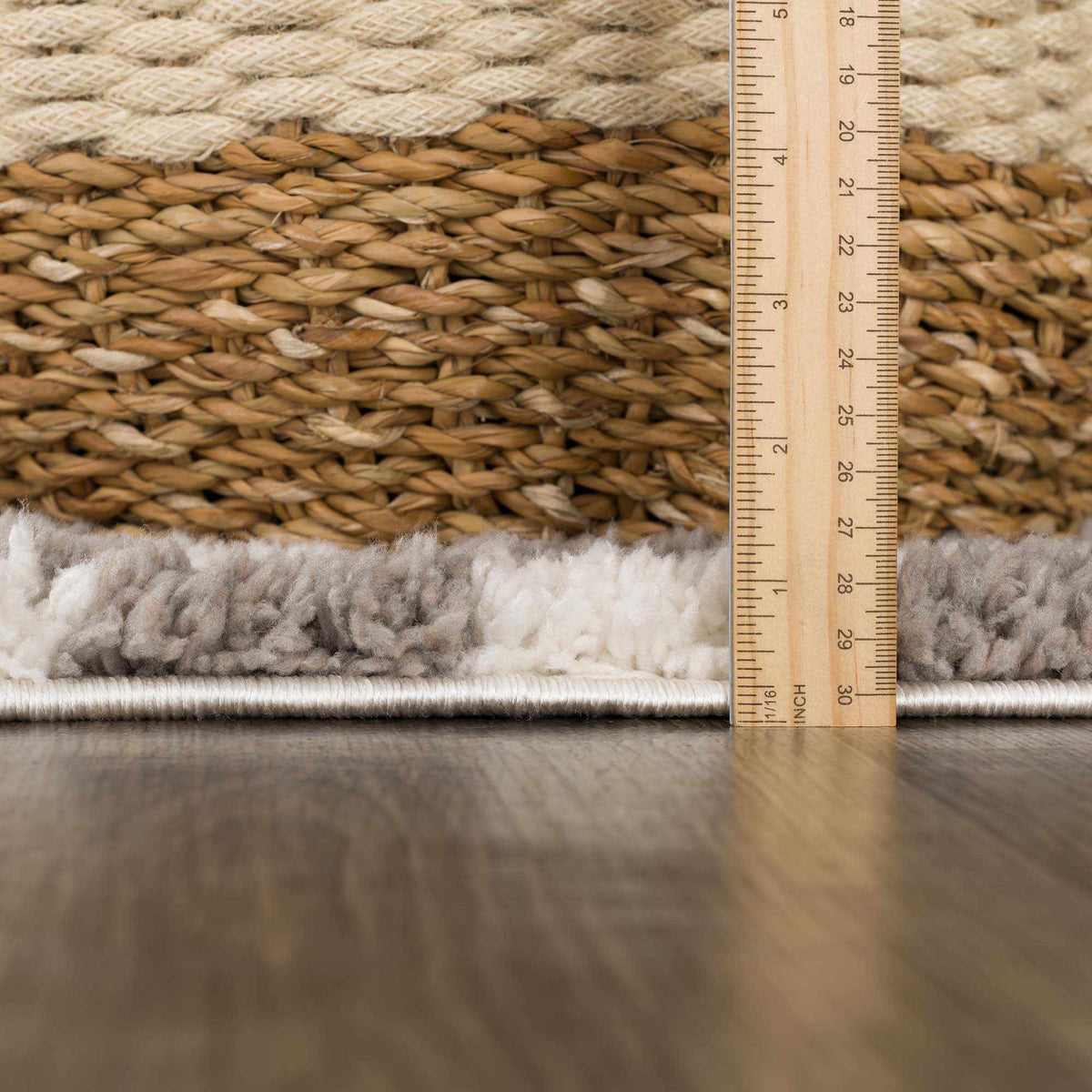 Taupe checkered plush rug from Boutique Rugs with soft pile and stylish pattern, ideal for cozy living spaces.