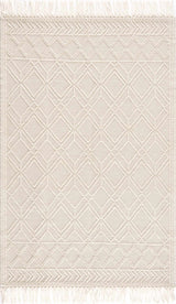 Boutique Rugs Ramsbury Beige Trellis Wool Rug with geometric trellis pattern, soft texture, and neutral beige color.