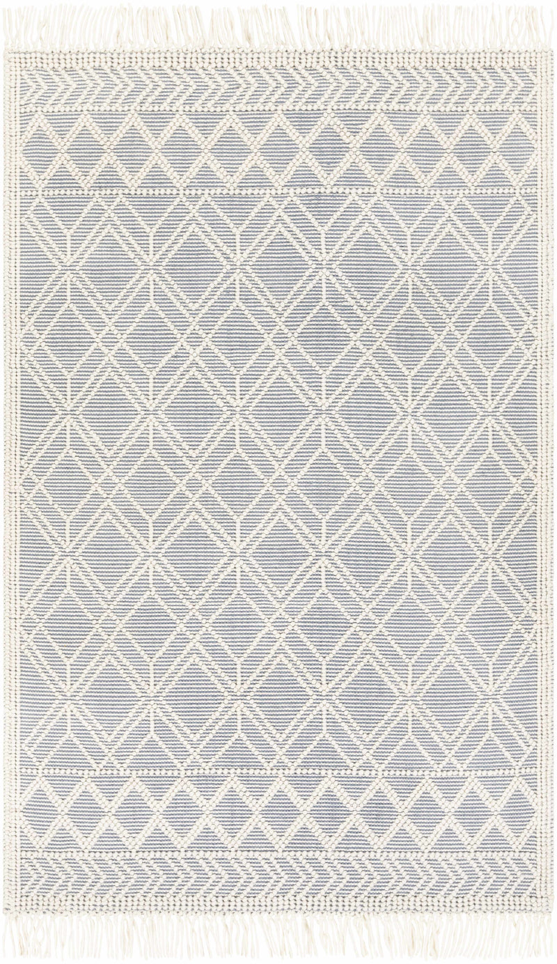 Blue wool rug from Ramsbury Denim collection by Boutique Rugs, featuring a soft textured surface and classic design.