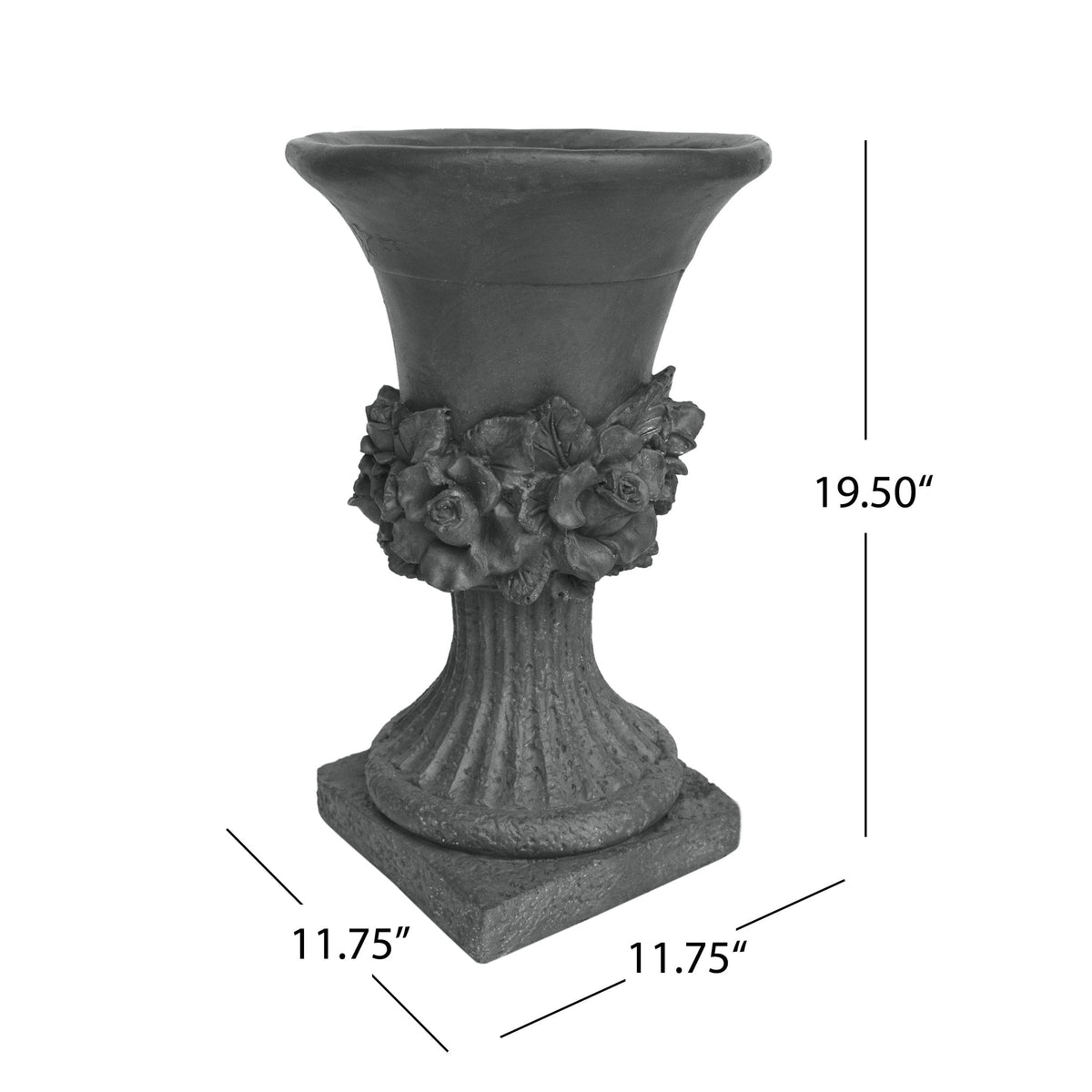 Gray MGO Garden Urn Planter by HouseOfZazla, weather-resistant outdoor planter with classic urn shape and decorative design.