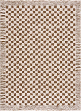 Leryn Brown checkered plush rug from Boutique Rugs, soft and cozy with a stylish checkered pattern, perfect for living rooms or bedrooms.