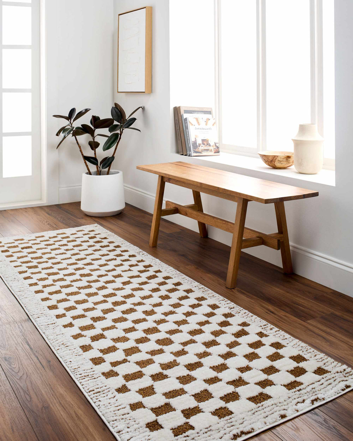 Checkered plush rug by Boutique Rugs featuring a cozy, soft texture in a stylish pattern, ideal for adding warmth to a room.