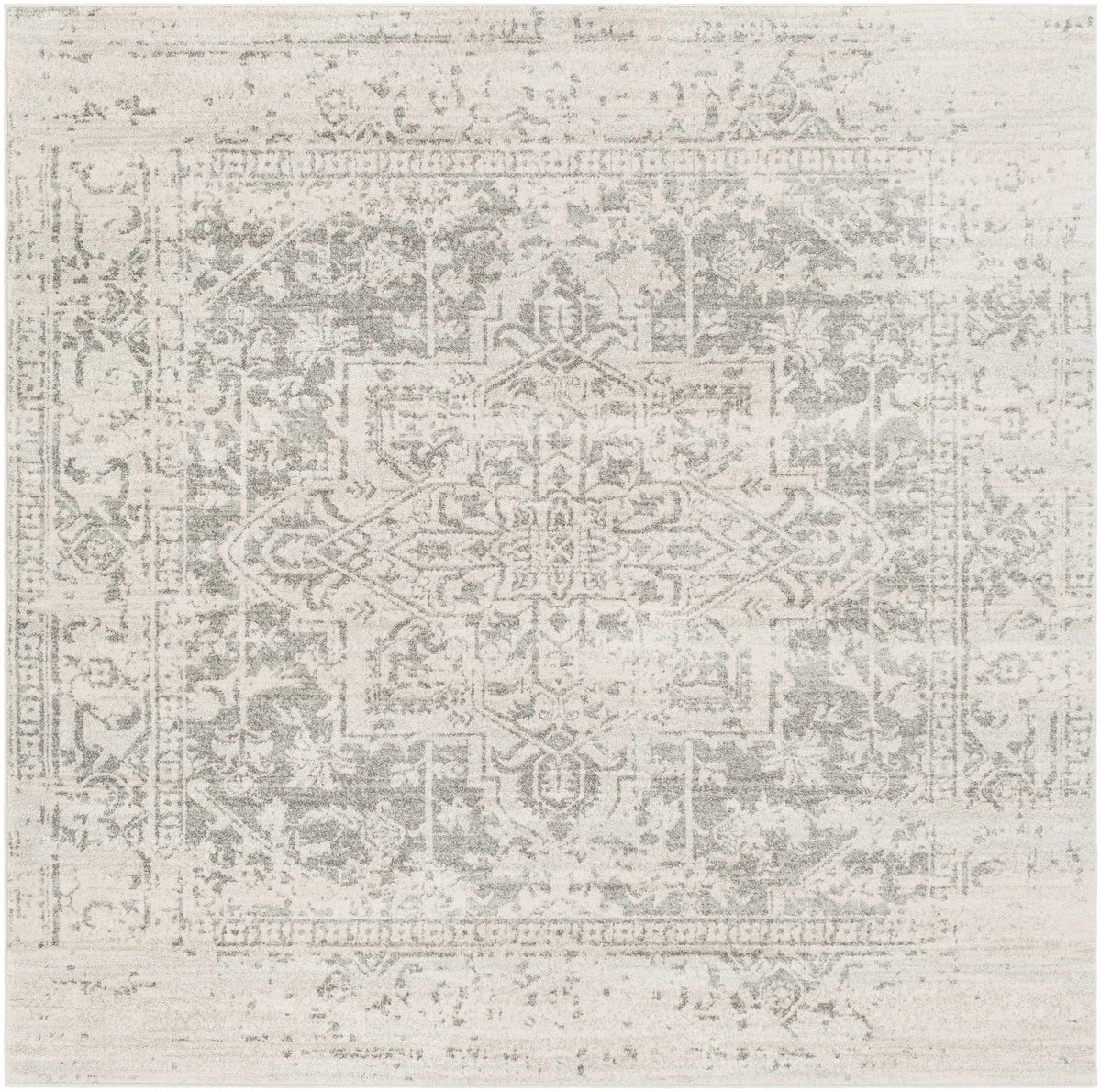 Hauteloom Rachel area rug with geometric pattern in neutral tones, soft texture, ideal for modern living room or bedroom decor.