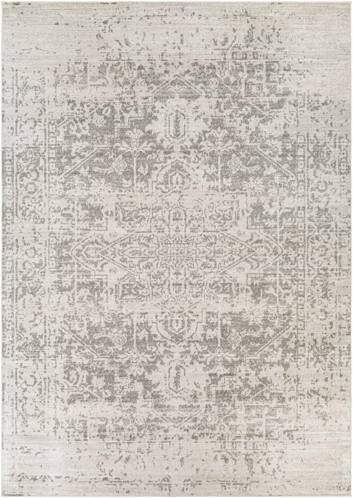 Hauteloom Rachel area rug with intricate pattern in neutral tones, showcasing soft woven texture and modern design.
