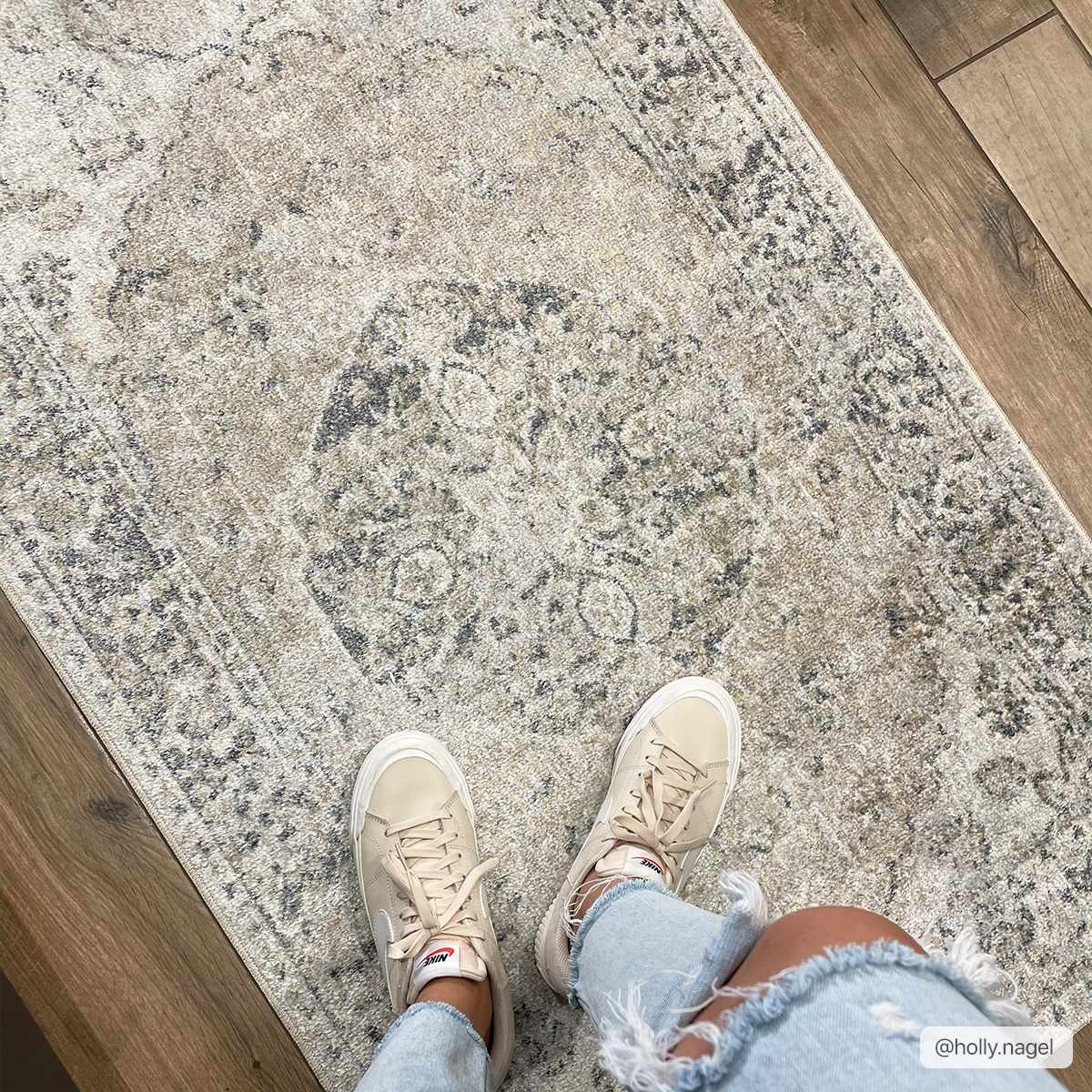 Beige flat pile washable rug by Boutique Rugs, showcasing a soft, textured surface ideal for living rooms or bedrooms.