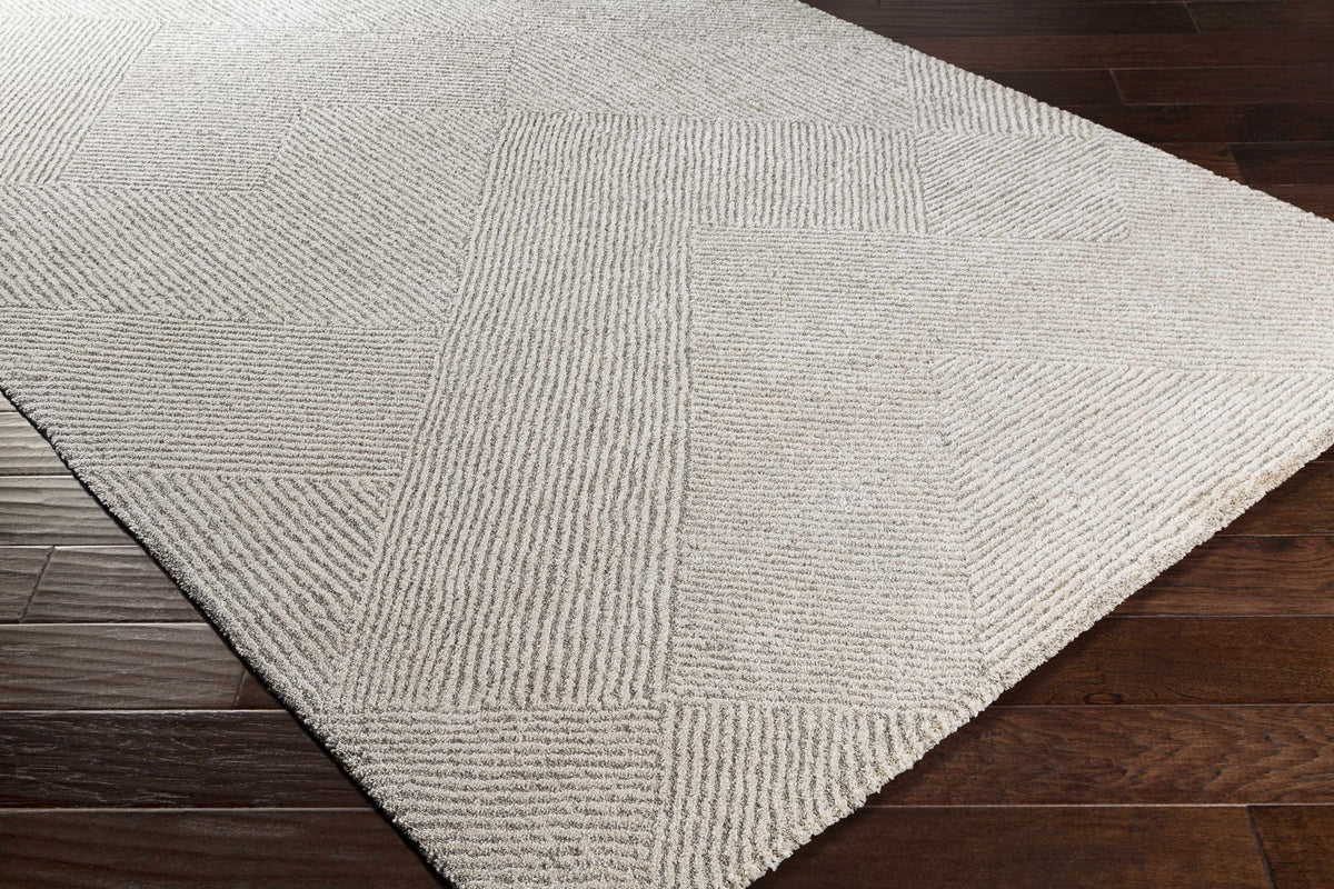 Corner view of the Horsley Area Rug by Boutique Rugs, showcasing its intricate pattern and soft texture.