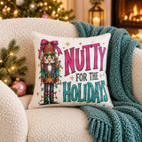 BlackbirdOak Nutty for the Holidays Nutcracker decorative pillow with festive holiday design and cozy fabric.