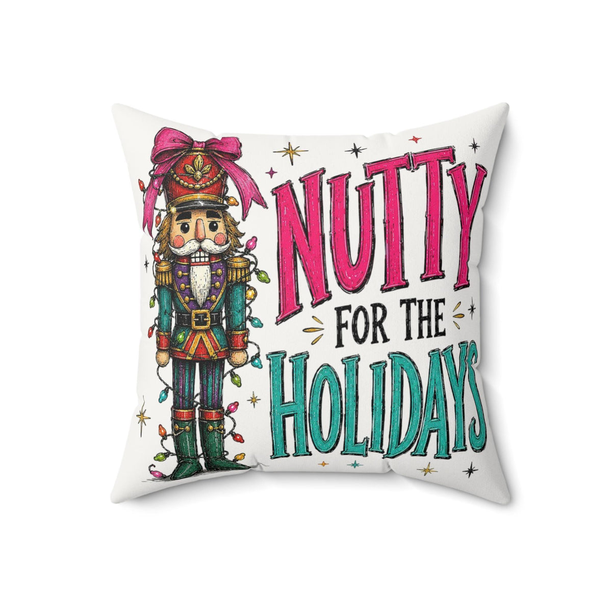 BlackbirdOak Nutty for the Holidays Nutcracker decorative pillow with festive holiday design and plush fabric.