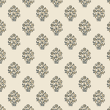 North and Finch Afton Block Print wallpaper featuring a vibrant, geometric pattern in blue, green, and white tones.