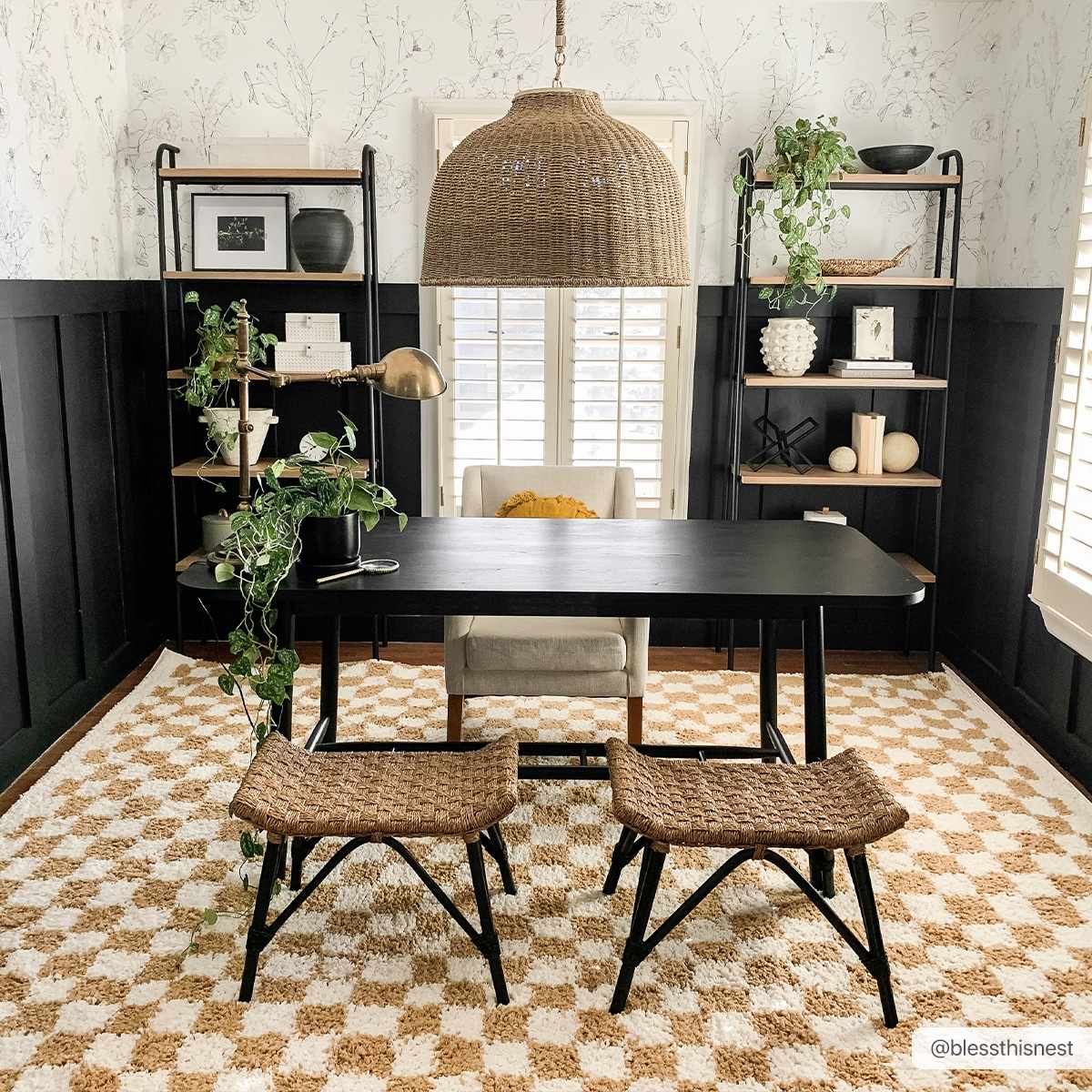 Kieu Mustard and Ivory Checkered Area Rug by Boutique Rugs, featuring a yellow and white checkered pattern for cozy living spaces.