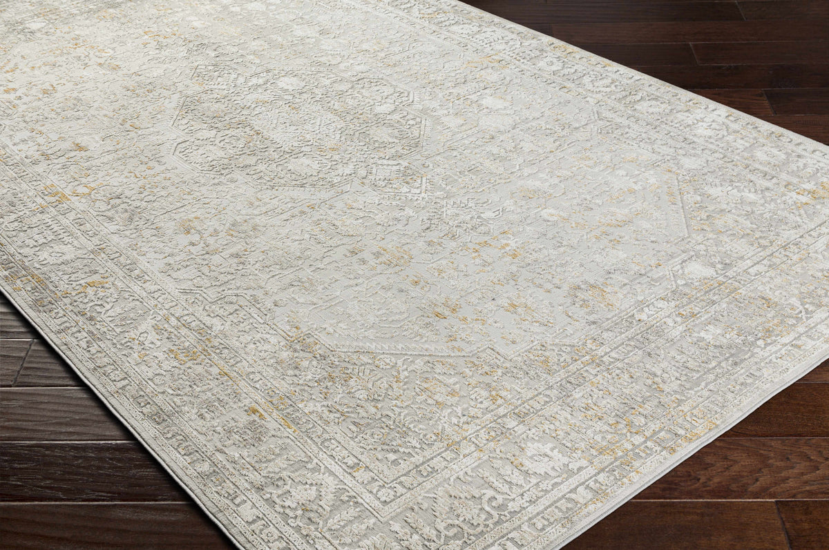 Corner view of Boutique Rugs Kolin Textured Luxe Area Rug showcasing its soft, textured design and elegant pattern.