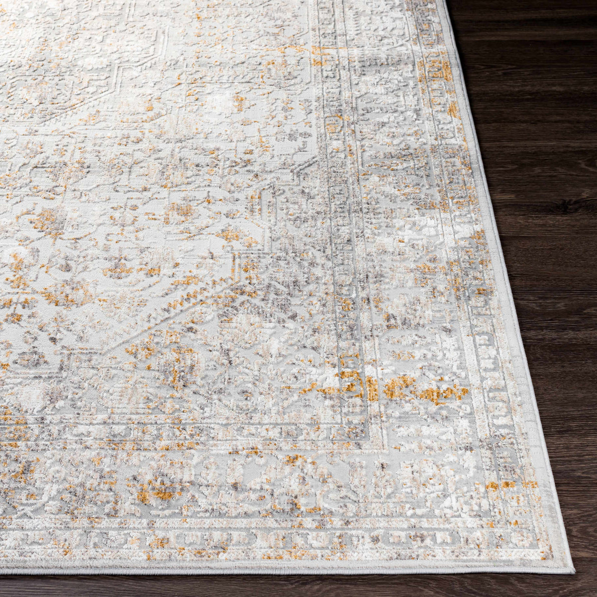 Kolin Textured Luxe Area Rug by Boutique Rugs featuring a detailed textured pattern in neutral tones, front view image.