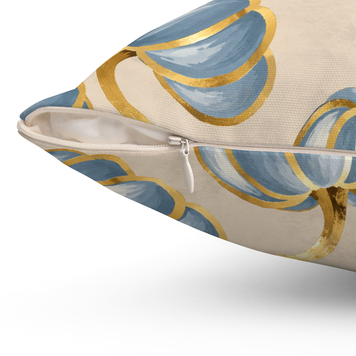 Blue pumpkin throw pillow with gold accents, Kraft Paper Scissors home decor, 18x18 fall-themed decorative pillow