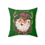Darlin Santa with Antler Wreath throw pillow from BlackbirdOak, Christmas-themed home decor with festive holiday design.