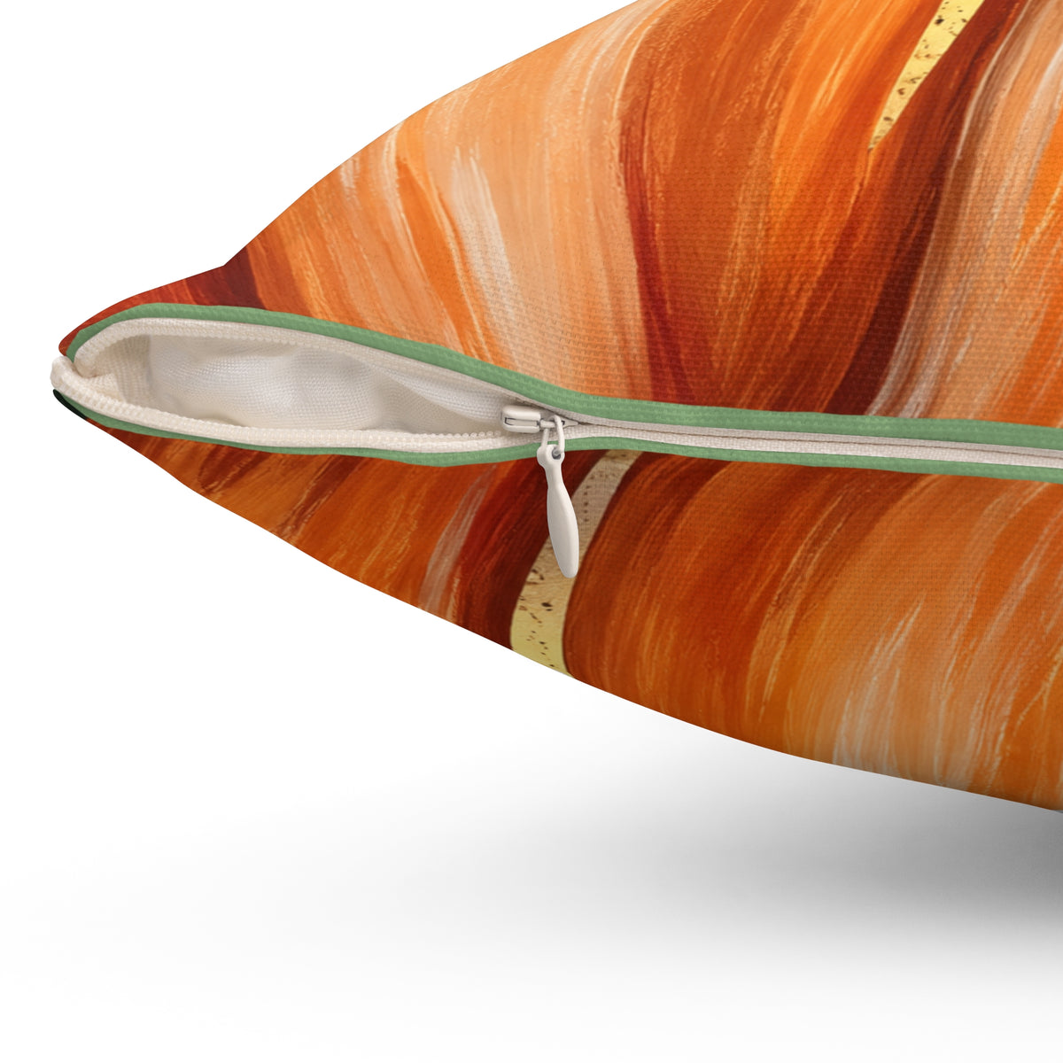 Hand-painted pumpkin pillow by Kraft Paper Scissors, 18x18-inch square home decor pillow for fall and autumn décor.