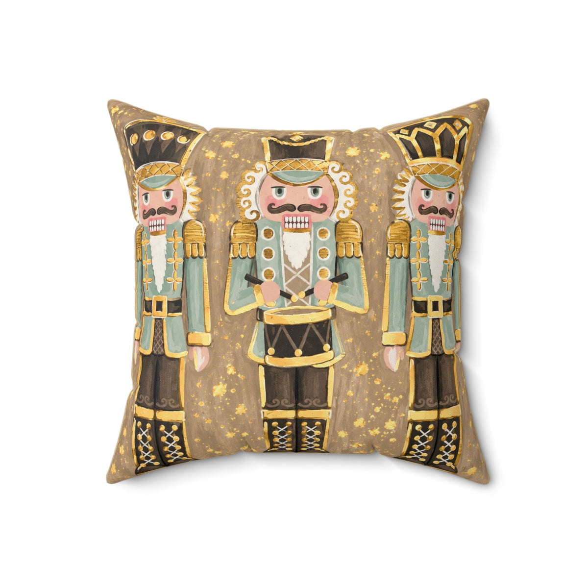 Nutcracker Soldiers decorative throw pillow by Kraft Paper Scissors, festive Christmas holiday home decor for sofa or bed.