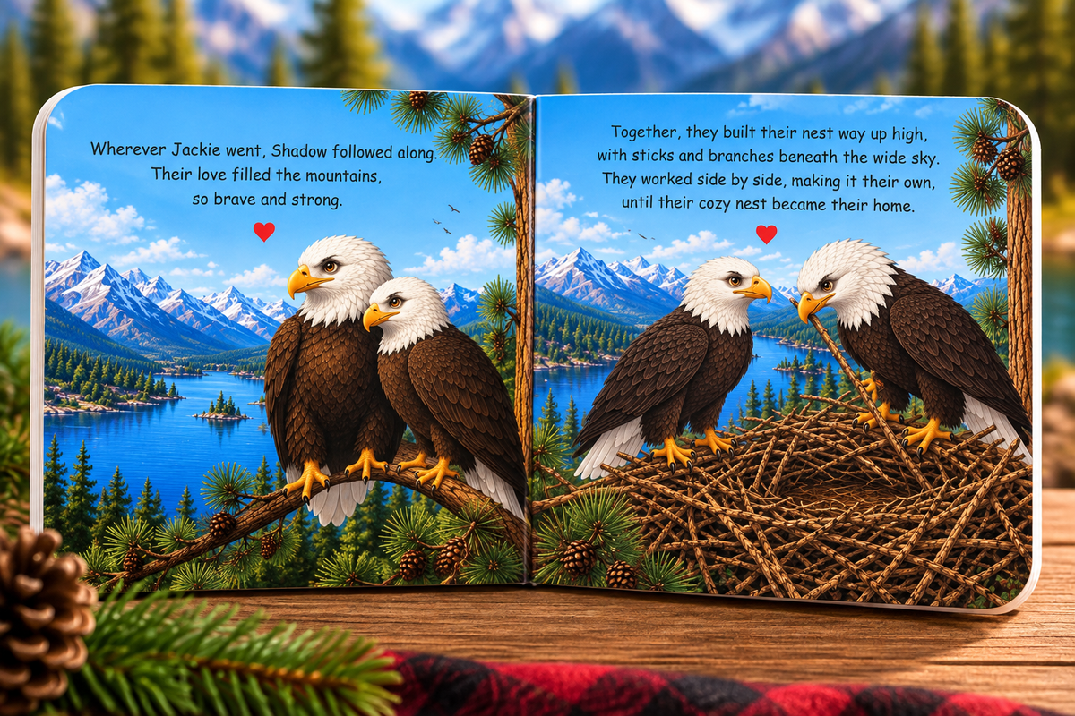 Kraft Paper Scissors Jackie of Big Bear Lake board book for babies, featuring colorful illustrations of bears and nature scenes.
