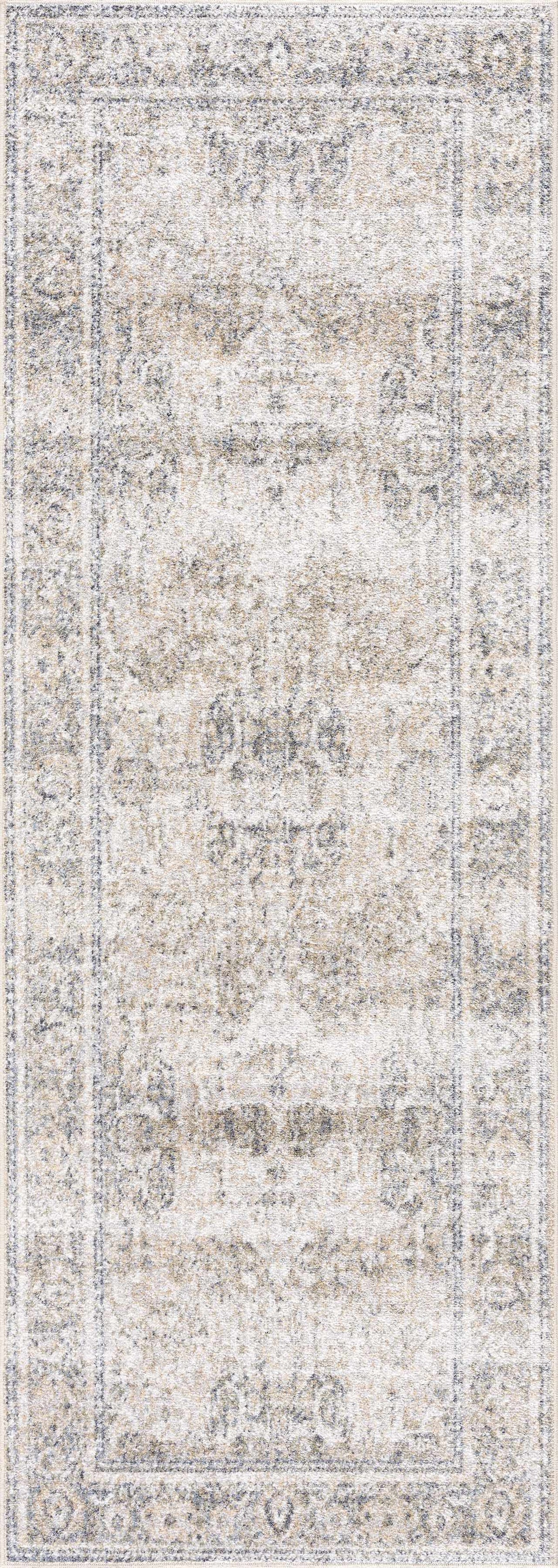 A washable Boutique Rugs rug with intricate design in neutral tones, suitable for living room or bedroom decor.