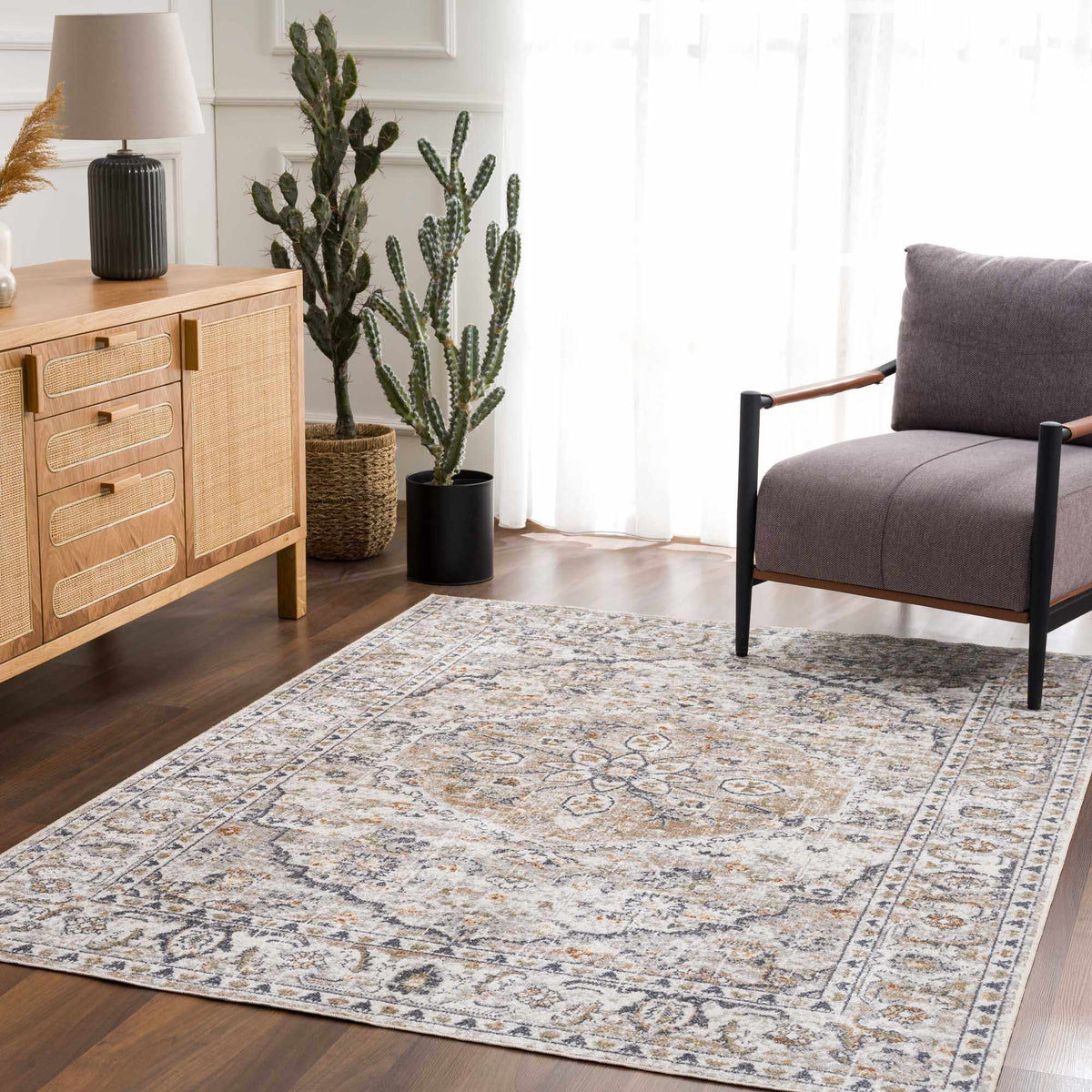 Boutique Rugs Hiti Cream flat pile washable rug in a modern room setting with neutral tones and soft texture.