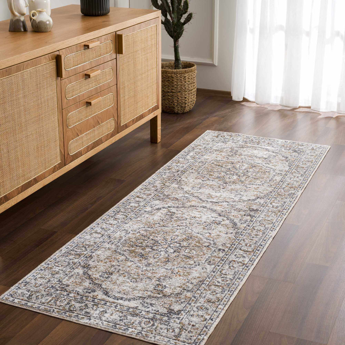 Boutique Rugs Hiti Cream flat pile washable rug displayed in a modern room setting with stylish decor.