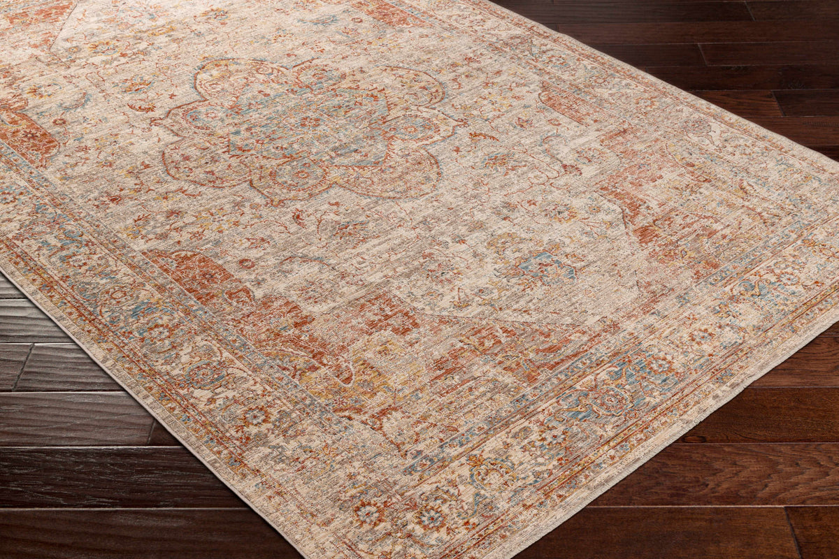 Corner view of the Marieville Luxe Performance Rug by Boutique Rugs, showcasing its textured, high-quality woven surface.